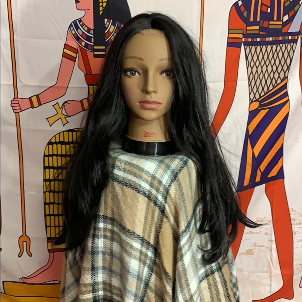 Nwt long straight synthetic wig, black